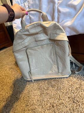 The Free People ivory crinkled leather Journey Leather Backpack